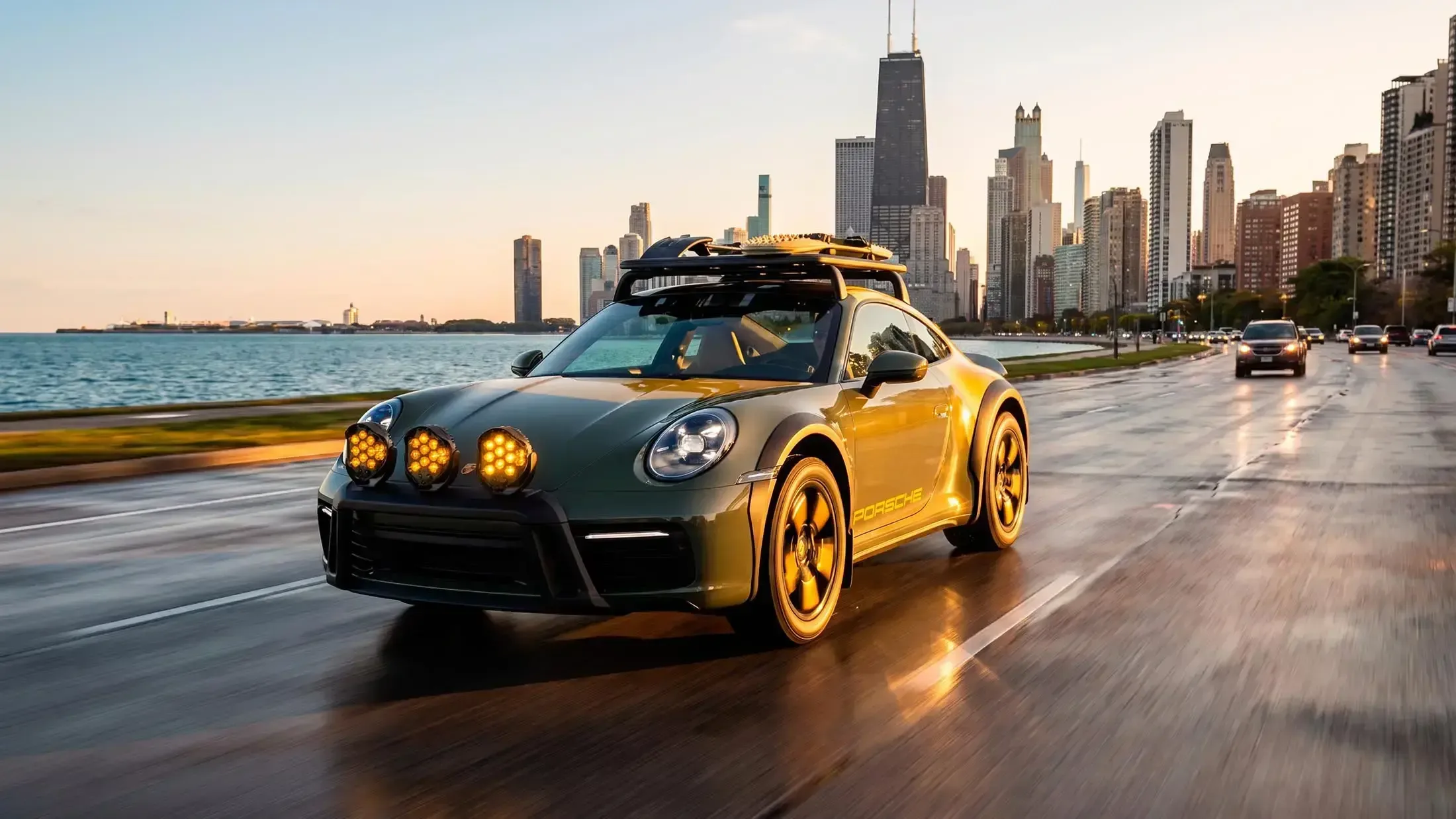 Тюнеры превратили Porsche 911 во внедорожник Urban Safari с прожекторами и топором